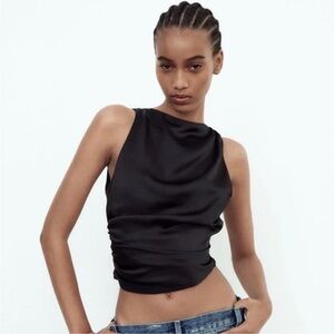 NWT ZARA OPEN BACK SATIN EFFECT TOP